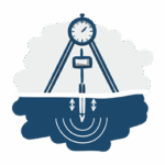 Dessin d'un outil de mesure à 2 pieds sondant le sol, illustrant le service "Mesures & Instrumentation" de BEG SA.